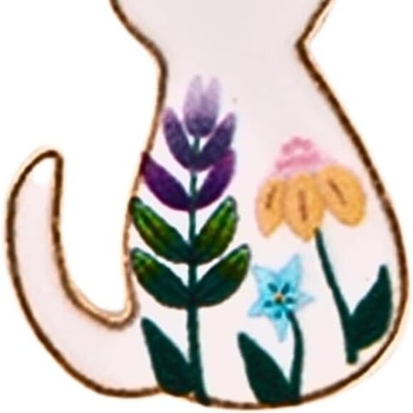 Bag Charm - Kitty Cat Enamel Flower Key Chain - Picture 2 of 3